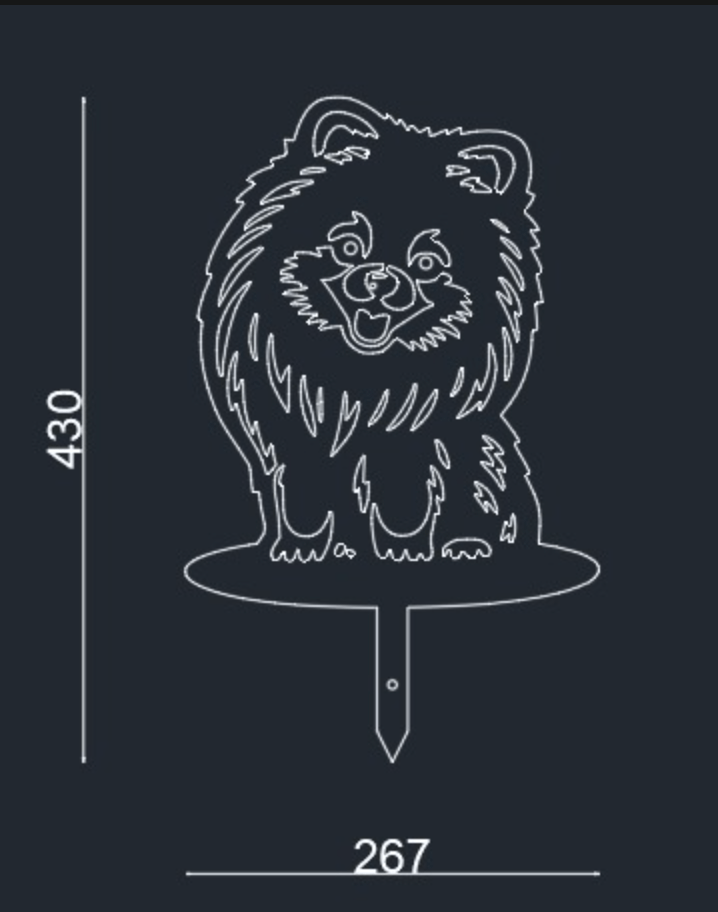 Tatlı Köpek Metal Silueti - Teknik Çizim